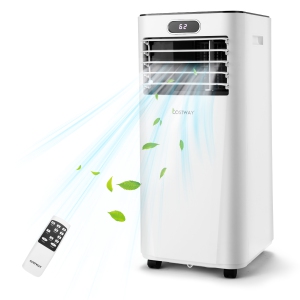 Costway 3-in-1 Portable Air Conditioner - 10000 BTU (350 sq ft Coverage) - 54dB, Window Kit, Remote - White