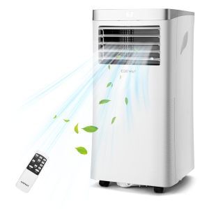 Costway 3-in-1 Portable Air Conditioner - 10000 BTU (350 sq ft Coverage) - 54dB, Window Kit, Remote - White