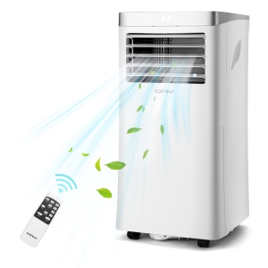 Costway 3-in-1 Portable Air Conditioner - 8000 BTU (350 sq ft Coverage) - 54dB, Window Kit, Remote - White