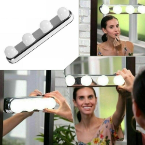 ISTAR Portable LED Lights for Vanity Mirror - Battery Operated Wireless Vanity Lights - Suction Cup Stick On 4 Super Bright Bulbs LED Vanity Light