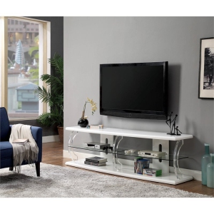Bowery Hill Modern Wood Storage 60-Inch TV Stand in White