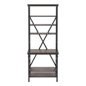 Furniture of America Garna Industrial Metal 6-Shelf Bookcase in Antique Gray