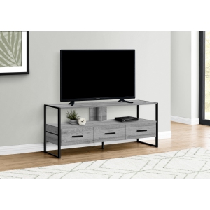 Monarch Specialties I 2617 TV Stand 48"L Grey Black Metal
