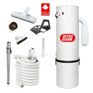 Ultra Clean SC200 Central Vacuum Package, Tangential Bypass Motor up to 7,500 sq. ft. with Deluxe Hose and Accessories Combo Kit Ideal for Hardwood, Bare Floor and Rug (35 ft)