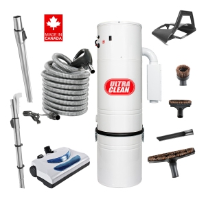 Ultra Clean SC200 Central Vacuum System, Made in Canada -Ametek Tangential Bypass Motor up to 7,500 sq. ft. Homes with Deluxe Electric Hose Powerhead & Accessory Package (30 Ft)