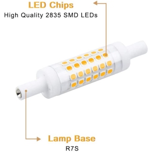 R7S LED 78MM Dimmable 5W T3 LED Bulb 78MM, Warm White J78 LED Bulb 50W R7S  Halogen Replacement Bulbs, Double