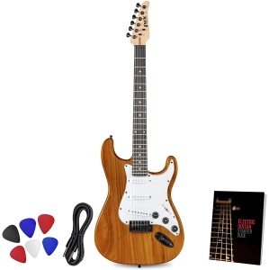 LyxPro CS 39” Electric Guitar Kit for Beginner, Intermediate & Pro Players with Guitar, Amp Cable, 6 Picks & Learner’s Guide | Solid Wood Body, Volume/Tone Controls, 5-Way Pickup-Mahogany