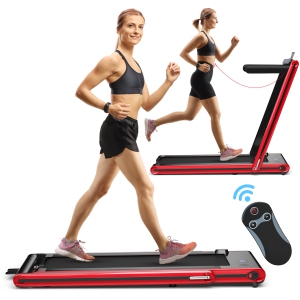 Costway 2-in-1 Folding Treadmill 2.25HP Jogging Machine w/ Dual LED Display