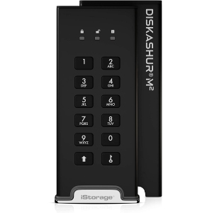 iStorage diskAshur M2 – PIN authenticated, Hardware encrypted USB 3.2 Portable SSD. Ultra-Fast, FIPS Compliant, Rugged & Portable. (1TB), Black IS-DAM2-256-1000