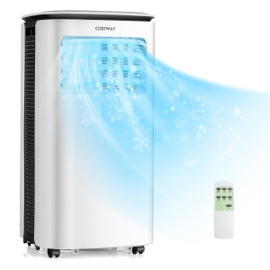 Costway 3-in-1 Portable Air Conditioner - 9000 BTU (350 sq ft Coverage) - 55dB, Window Kit, Remote - White