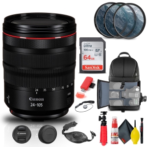 Canon RF 24-105mm f/4L IS USM Lens (2963C002) + Filter + BackPack + 64G + More (International Version)
