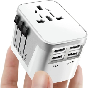 NIERBO Electric Outlet with 4 USB Ports - Wall Charger AC Plug Type C Type A Type G Type I for US/EU/UK/AU/Asia/China/Japan 150+Countries