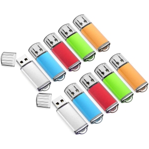16GB USB Flash Drive 10 Pack USB 2.0 Thumb Drives Memory Stick Gig Stick U Disk with Led Light, Multicolored