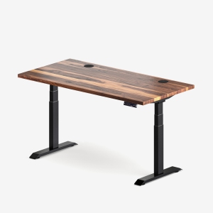 burotic Solid Wood Sit-Stand Desk – Electric Height Adjustable with Dual Motor – Solid Walnut Top – Black Frame – 30" x 60"