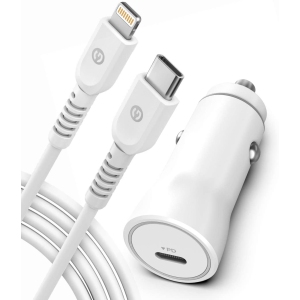 Fast iPhone Car Charger (18W) Apple Certified Lightning to USB C Cable with Rapid Charging PD Power Adapter