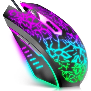 Gaming Mouse, Souris Ergonomic Wired Gaming Mice with 7 Colors LED Backlight, 4 DPI Settings Up to 3600