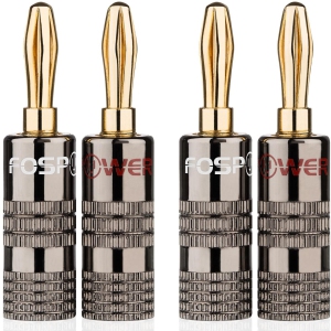 Banana Plugs 2 Pairs / 4 pcs, Closed Screw 24K Gold Plated Banana Speaker Plug Connectors for Speaker Wire,