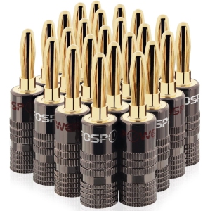 Banana Plugs 12 Pairs / 24 pcs, Closed Screw 24K Gold Plated Banana Speaker Plug Connectors for Speaker Wire,