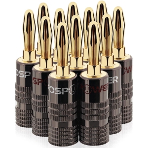 Banana Plugs 6 Pairs / 12 pcs, Closed Screw 24K Gold Plated Banana Speaker Plug Connectors for Speaker Wire,