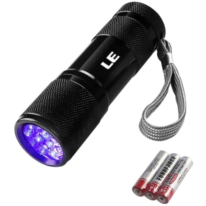 LE Ultra Violet LED Flashlight Blacklight, UV LED Flashlight, 9 LED 395nm, Pet Urine Stain Detector, 3 AAA Batteries