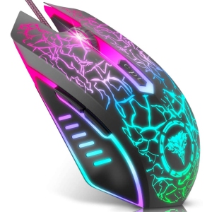 Gaming Mouse Wired, USB Computer Mice with RGB Backlit, 4 Adjustable DPI Up to 3600, Ergonomic Gamer