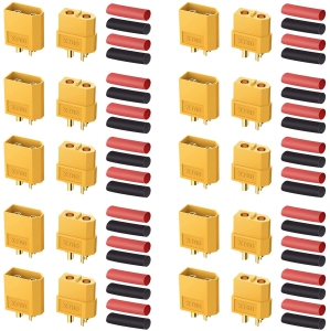 20PCS 10Pairs XT60 Male & Female Bullet Connectors Power Plugs w/ Heat Shink for RC Car/Boat/LiPo Battery
