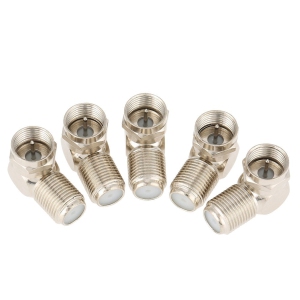 5 Pcs F-Type Adapter Connector, F Type Right Angle Male to Female RF Connector 90 Degree Coax Adapter, TV Antenna