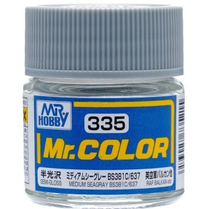 Mr. Hobby Mr. Color 335 - Medium Seagray BS381C/637 Semi-Gloss/RAF Balkan (C335) Plastic Model Kit Paint