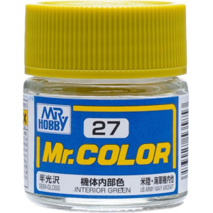 Mr. Hobby Mr. Color 27 - Interior Green Semi-Gloss/US Army Navy Aircraft (C27) Plastic Model Kit Paint
