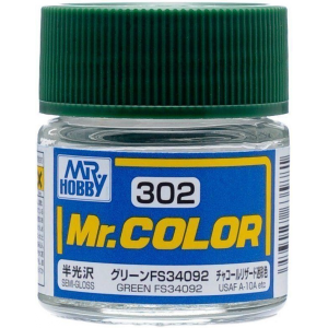 Mr. Hobby Mr. Color 302 - Green FS34092 Semi-Gloss/USAF A-10A (C302) Plastic Model Kit Paint