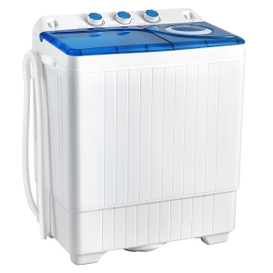 Costway Compact / Portable Washer with Turbo/Speed Wash and 15-Minute Quick Wash - Blue+White
