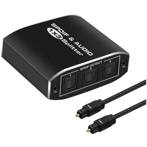 NIERBO 3 Port Digital Optical Splitter, SPDIF TOSLINK Digital Optical Audio Splitter 1x3(1 in 3 Out),Audio Format Support LPCM2.0 Doldy Digital & DTS 5.1