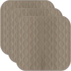 Canadian Linen Incontinence Chair Pads 20"x20, 3 Pack, Washable Waterproof Soft Absorbent 100% Cotton Reusable Underpad Protector Car Seat Cover, Tan