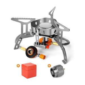 NIERBO 3500W Windproof Camp Stove Camping Gas Stove with Fuel Canister Adapter, Piezo Ignition, Carry Case, Portable Collapsible Stove Burner for Outdoor Backpacking Hiking and Picnic