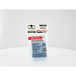 Ultimate Guard Board Game "Mini American" Size Card Sleeves: "Clear" (44mm x 67mm) 50 Sleeves Per Pack