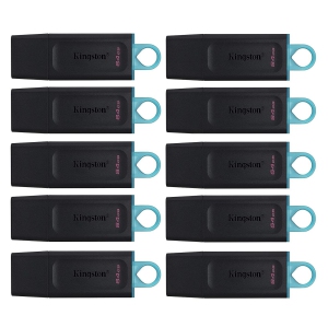 Kingston 64GB Flash Drive DataTraveler Exodia (Bulk 10 Pack) USB 3.2 Type-A Drive 100MB/s High-Speed PenDrive for Computer or Laptop (DTX/64GB)