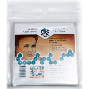 Greater Than Games (Dice Hate Me) Board Game "Square" Size Card Sleeves: "Clear" (70mm x 70mm) 50 Sleeves Per Pack