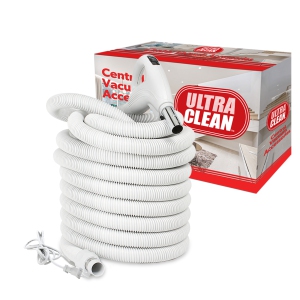 ULTRA CLEAN Central Vacuum BEST QUALITY Electric Hose - Dual Voltage 3-way switch 24V / 110V 360 degree Swivel Handle - Works with All Brands (35 ft)
