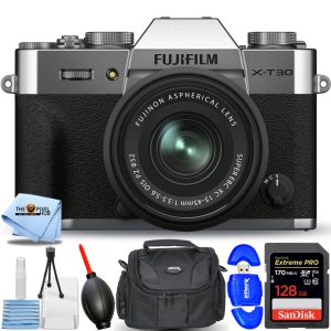 FUJIFILM X-T30 II Mirrorless Camera with XC 15-45mm OIS PZ Lens (Silver) - 7PC Accessory Bundle