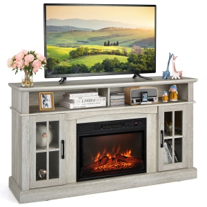 Costway 58" Fireplace TV Stand W/ 1400W Electric Fireplace for TVs up to 65 Inches