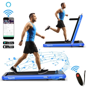 4.75HP 2 In 1 Folding Treadmill with Remote APP Control-Navy