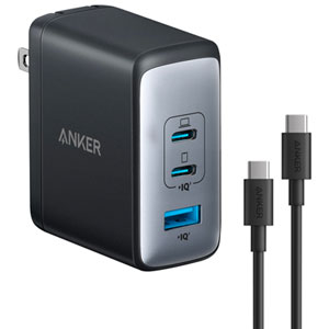 Anker 100W USB C Charger Block (GaN II), 3 Port Fast Compact