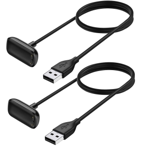 2 Pack Charger Cable Compatible with Fitbit Charge 6, Charge 5, Luxe – 3.3Ft Replacement USB Fast Charging Cable Dock Stand, Durable Magnetic Power Cord Accessories, Black