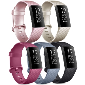 5 Pack Vancle Bands Compatible with Fitbit Charge 4 Bands / Charge 3 / Charge 3 SE Bands, Classic Soft Replacement Wristband Sport Strap for Women Men Small