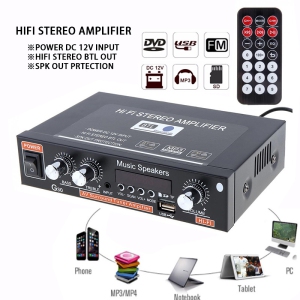 SuperGooDeal Car Audio Power Amplifier FM Radio Player G30 HiFi Bluetooth Support SD/USB/DVD / MP3 with Remote Controller for Car Motorcycle Home