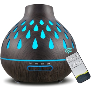 Essential Oil Diffusers 500ML, Remote Control Aromatherapy Diffusers for Essential Oils, Ultrasonic Humidifier with Waterless Auto-Off, 4 Timer and 2 Kinds of Fog and 7 Colors