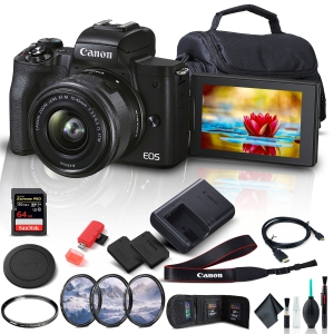 Canon EOS M50 Mark II Mirrorless Camera w 15-45mm Lens Bundle (International Version)