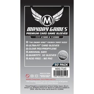 Mayday Games Board Game "French Tarot" Size Premium Card Sleeves: "Clear" (61mm x 112mm) 50 Thick Sleeves Per Pack