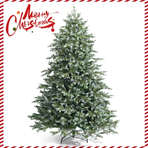 Topbuy 6/7/8ft Evergreen Artificial Christmas Tree, Mixed PE & PVC Tree Metal Stand Included, Unlit Xmas Tree for Festival