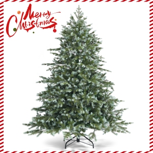 Topbuy 6/7/8ft Evergreen Artificial Christmas Tree, Mixed PE & PVC Tree Metal Stand Included, Unlit Xmas Tree for Festival